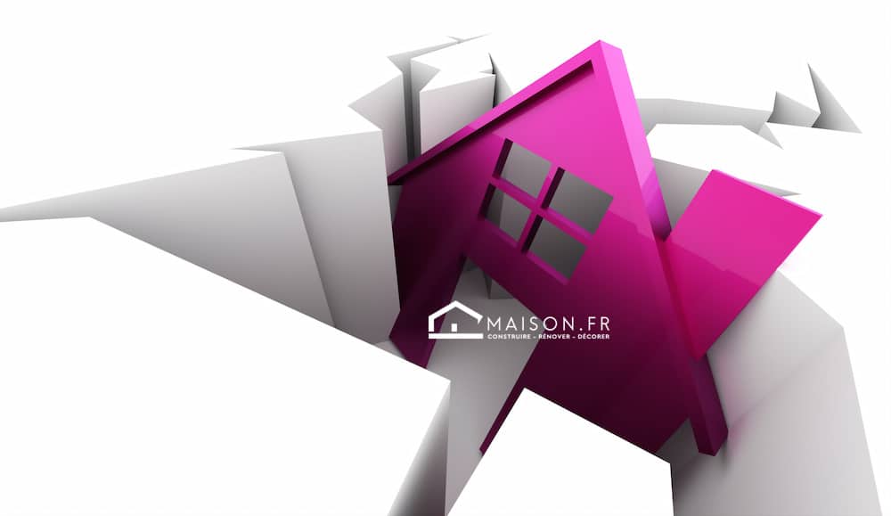 Pink house on crack, business symbol rendered