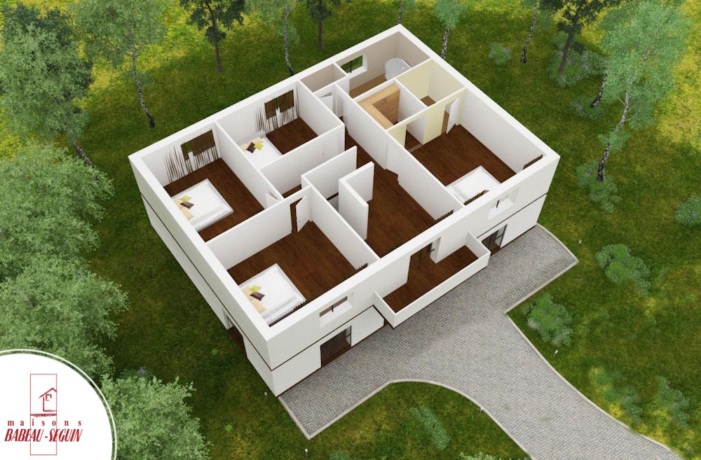 gentilhommiere haut plan maison 3D interieur