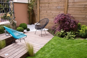 Terrasse et jardin moderne, coin zen