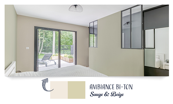 Peinture sauge integral maison neuve avec mur beige